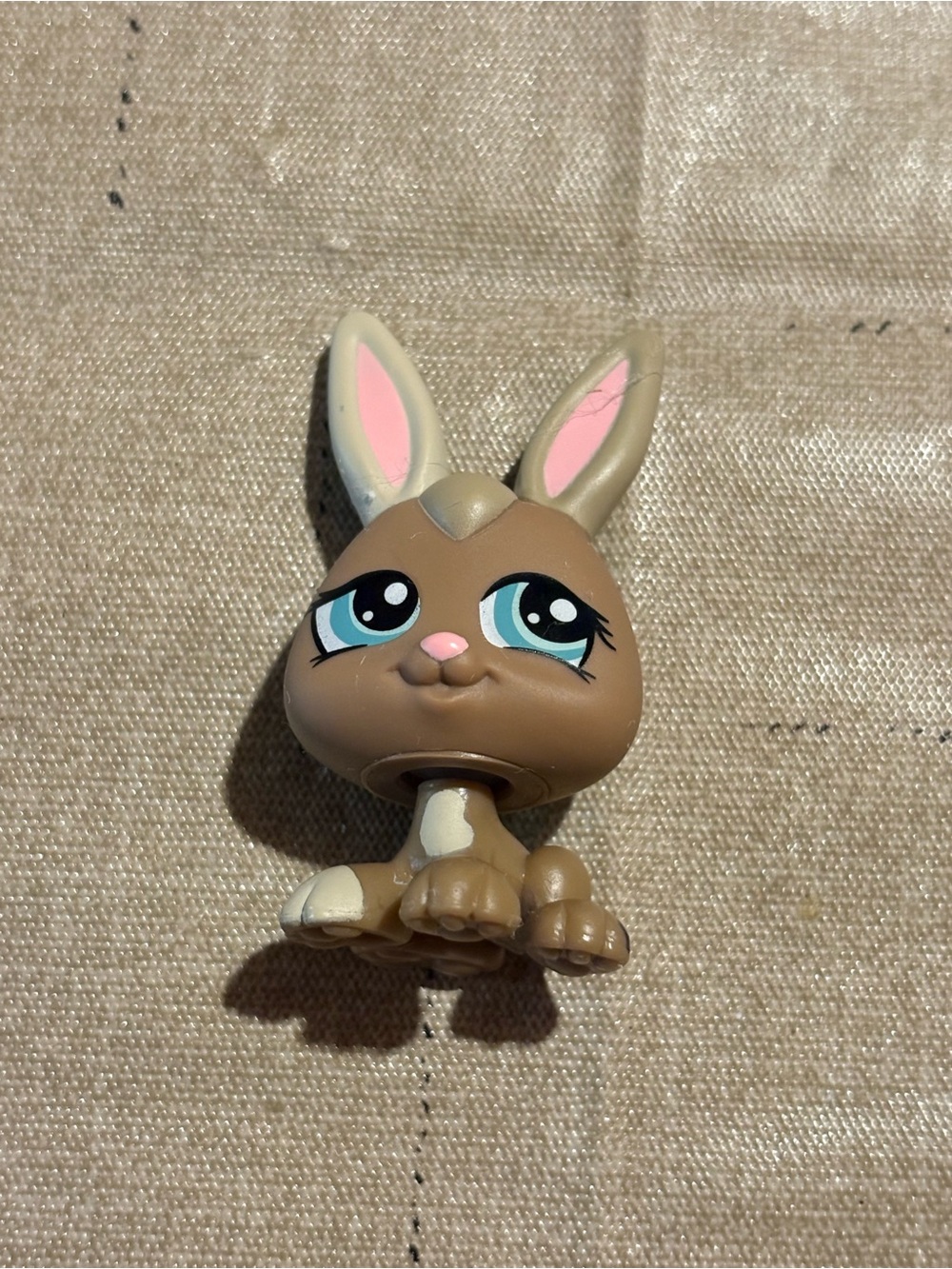 2008 Littlest Pet Shop Brown & Pink Bunny Figure with Blue Eyes